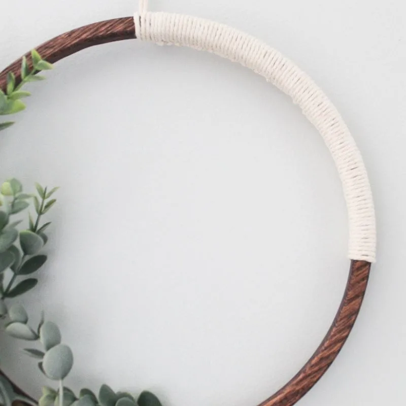 close up of macrame section of the simple modern wreath