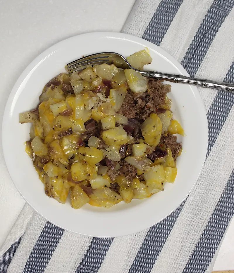 hobo dinner in bowl with fork