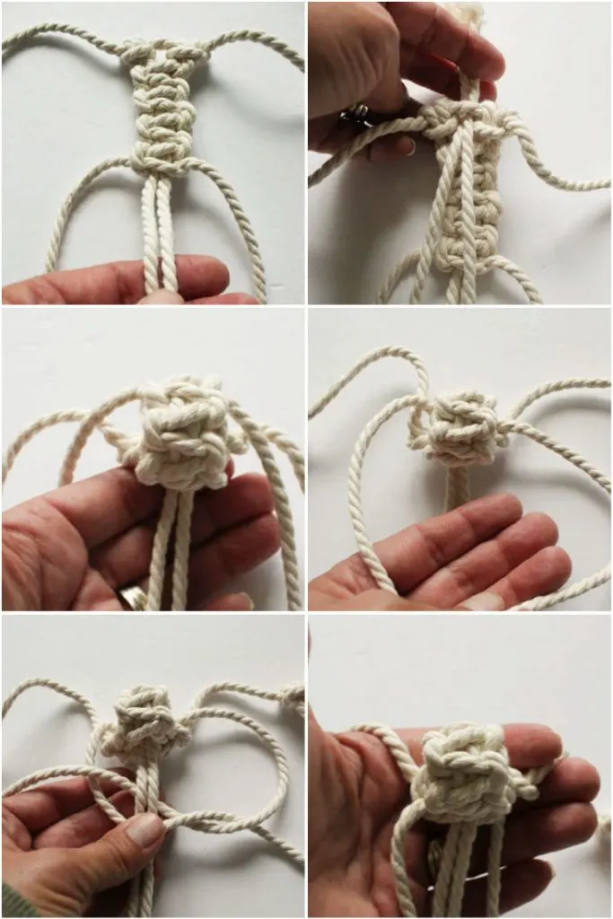 image collage of how to tie a berry knot