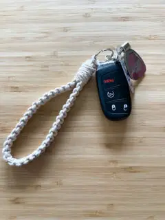 macrame keychain wristlet with car key